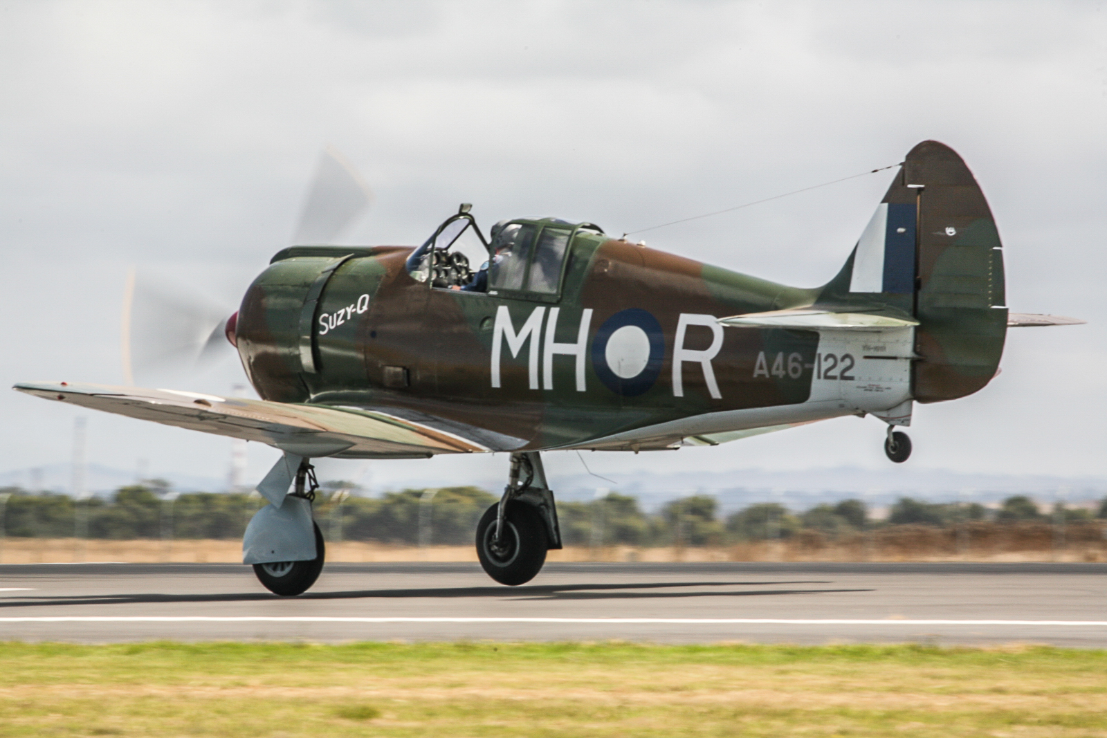 The Temora Aviation Museum's magnificent Boomerang A46-122, restored by Matt Denning, taking off for a flight in recent years. (photo by Phil Buckley)