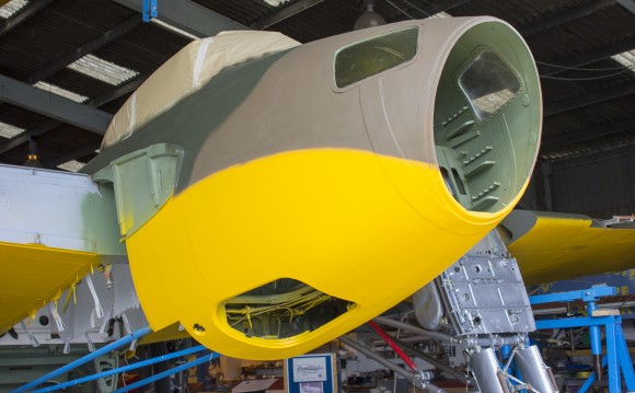 deHavilland Mosquito Mk.I prototype, W4050, nearing the end of her four year restoration at the deHavilland Aircraft Museum in London Colney, England. (photo via deHavilland Aircraft Museum)