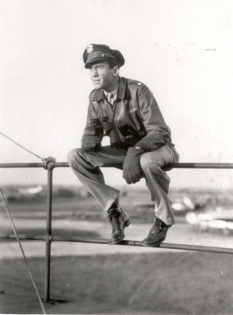 Lt Col Jimmy Stewart (B-24 pilot) on the tower at RAF Old Buckenham. We recently received permission from the Stewart family to name our new Control Tower after General James M. Stewart.