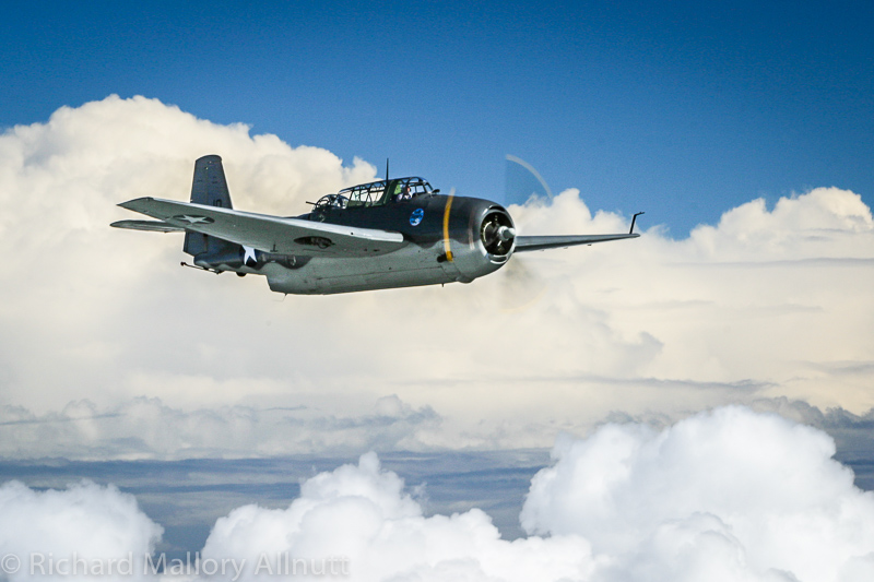 Jerry Yagen's TBM-3E Avenger Bu.53454 ( which will be part of the flyover formation) over the Delaware countryside. (photo by Richard Mallory Allnutt)