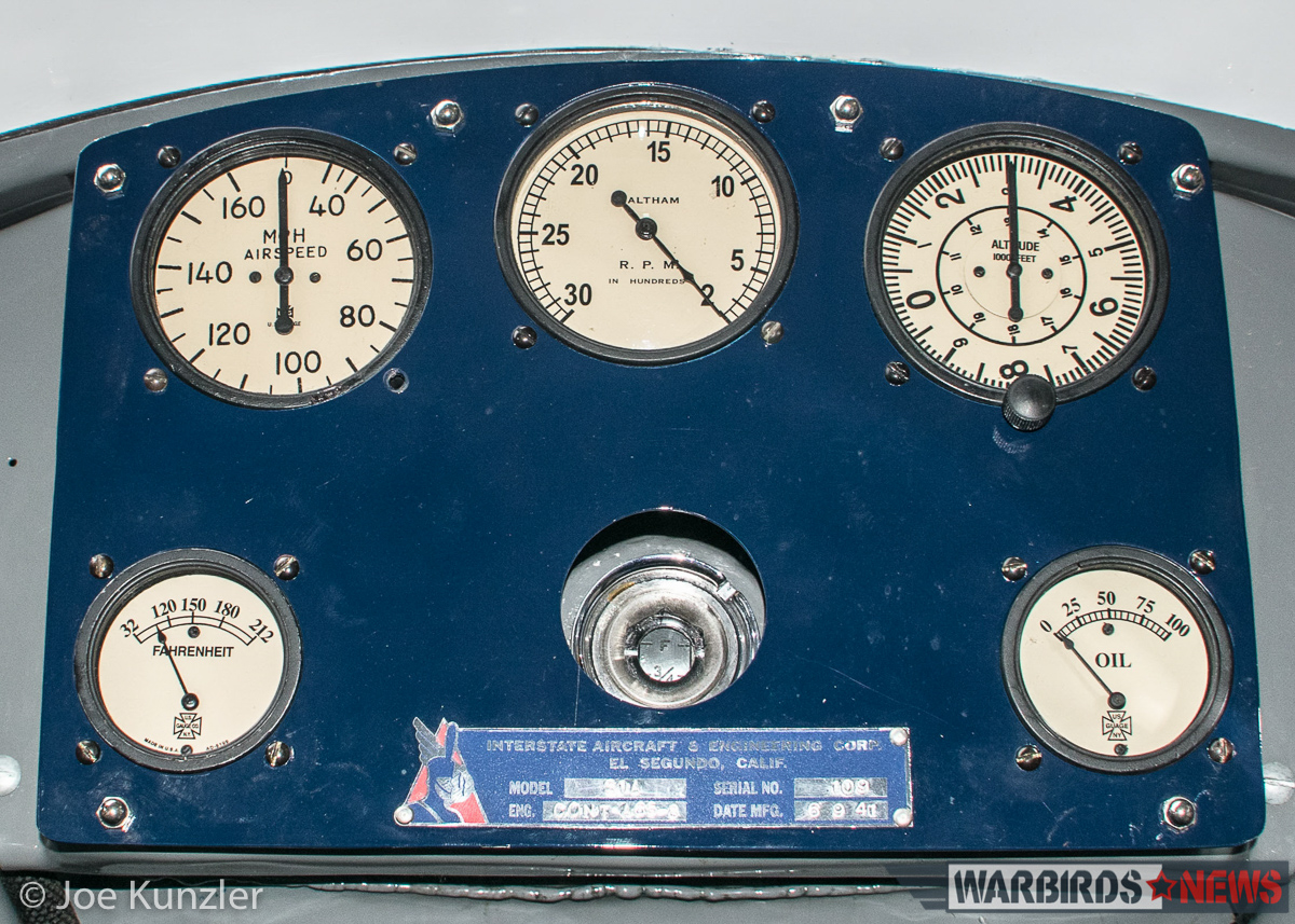 Interstate Cadet cockpit gauges. (photo by Joe Kunzler)