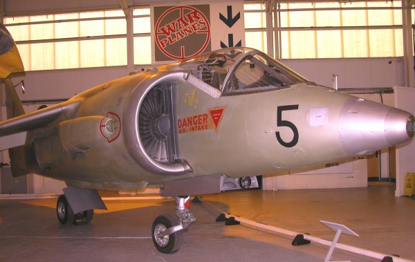 The RAF Museum's freshly restored Hawker-Siddeley Kestrel FGA.1 XS695 sits resplendently in the Test Flight Collection hangar at Cosford following a year-long conservation program. (RAF Museum photo)