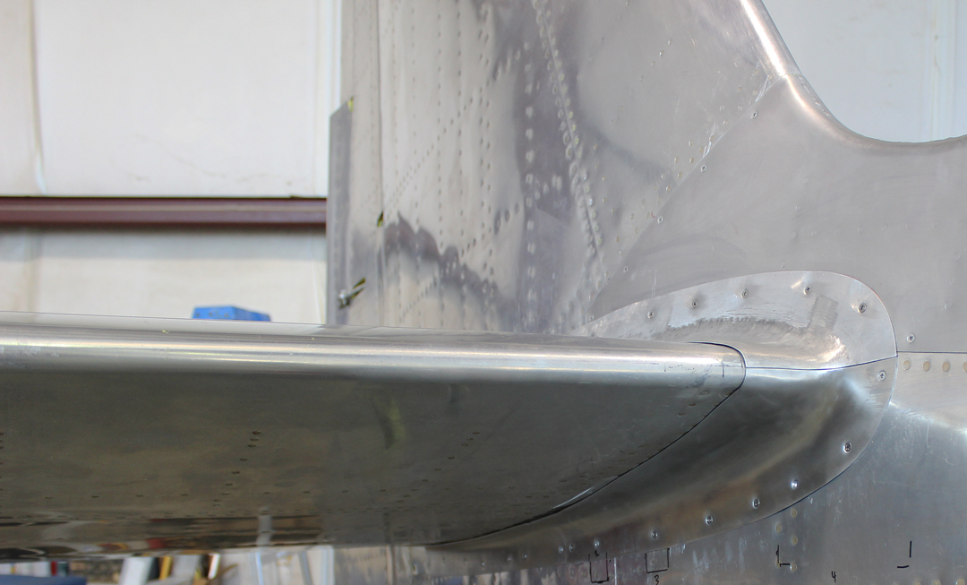 The left hand horizontal stabilizer fairing prior to welding the seam. (Photo via Tom Reilly)
