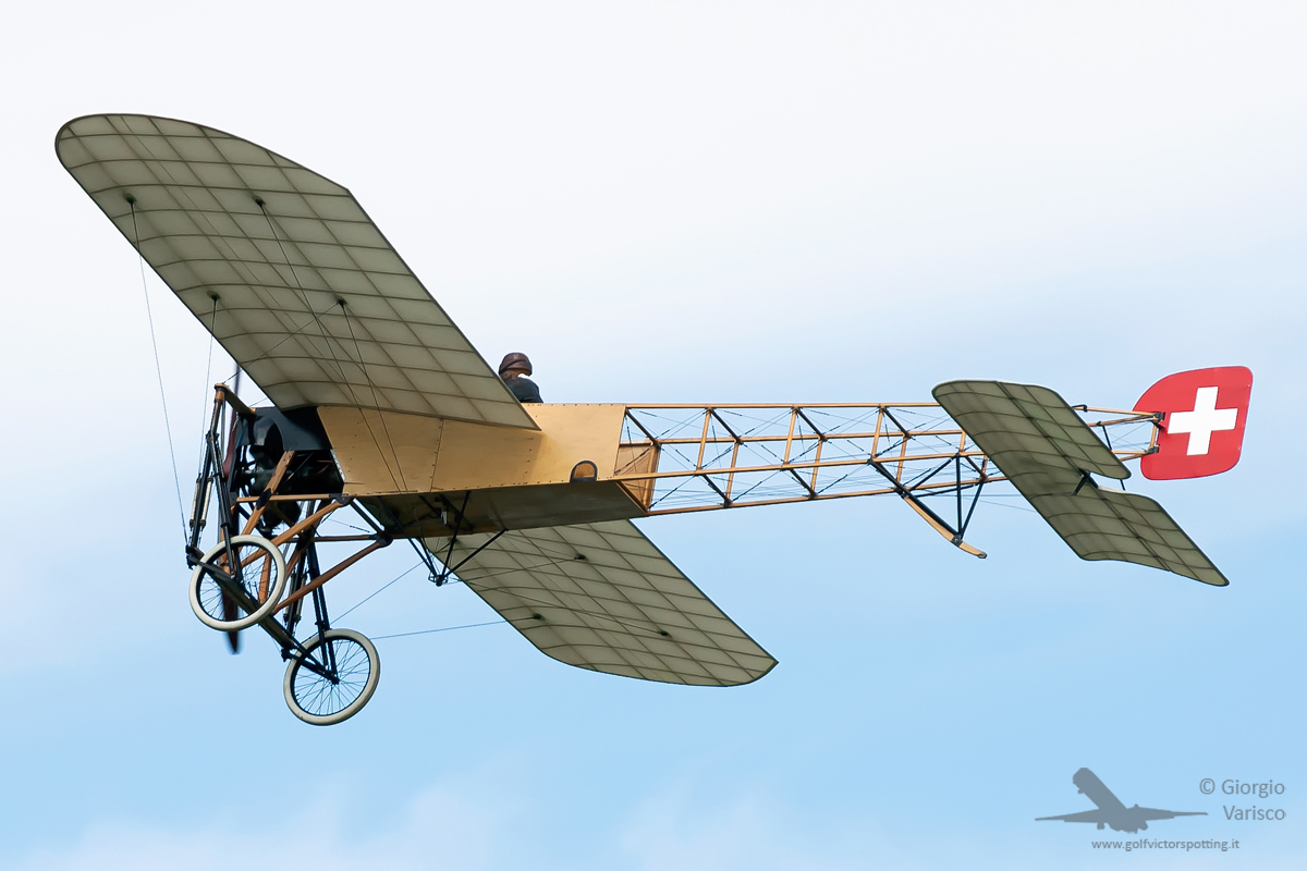 An original Bleriot XI flown by Mikael Carlson. (photo by Giorgio Varisco)