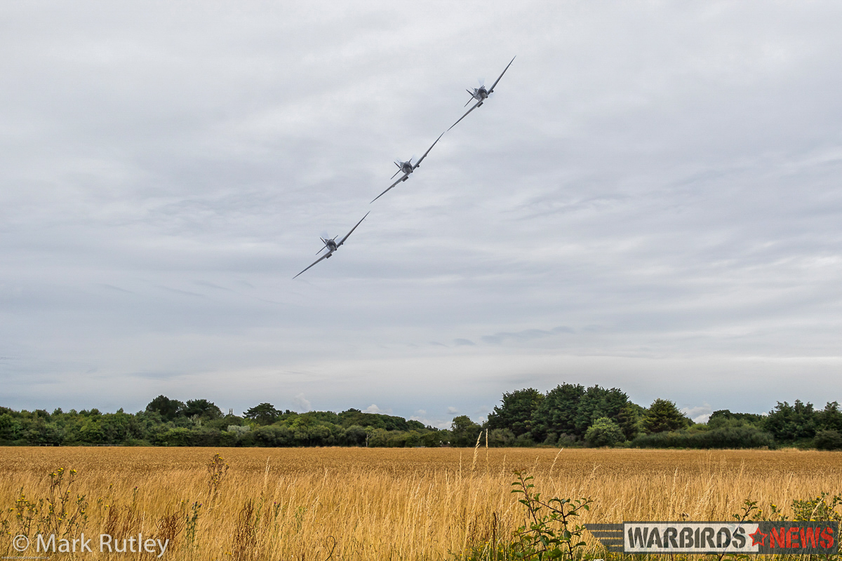 The Spitfires returning to base in tight formation. (photo by Mark Rutley)