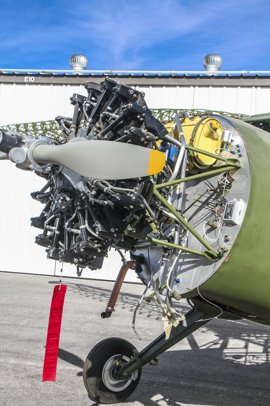 Detail in the engine compartment of Stinson Reliant FB786. (photo via CAF Nevada Wing)