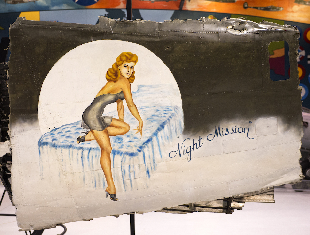 "Night Mission," one of the more than 30 pieces of WWII nose art from the Commemorative Air Force now on display at the EAA AirVenture Museum in Oshkosh (EAA photo/Jason Toney). 