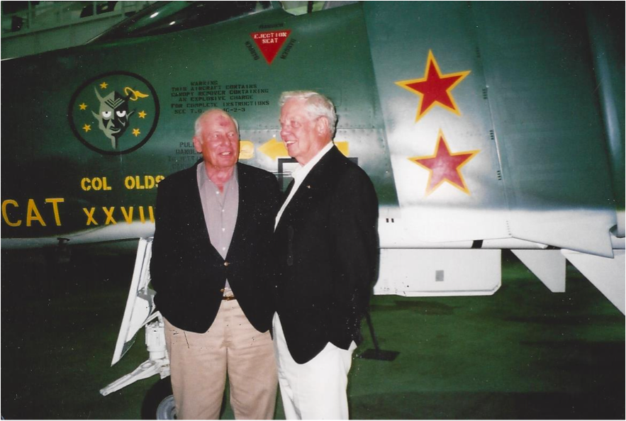 Generals Olds and Titus beside a MiG-killer Phantom II in more recent years.