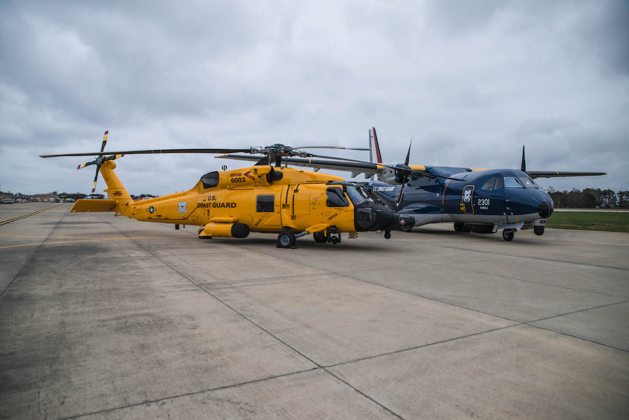 PPG military topcoats and primers have been used to paint rotary- and fixed-wing aircraft commemorating U.S. Coast Guard aviation’s centennial in 2016. Six MH-60 JAYHAWK™ helicopters have been repainted in 1950s-era yellow, and a dark blue and silver metallic livery flown from 1934 to 1943 has been recreated on two HC-144 Ocean Sentry aircraft. (Credit U.S. Coast Guard)