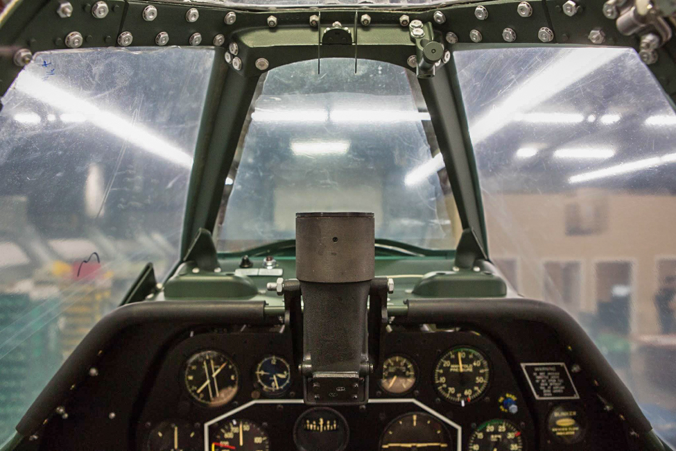 The top of the instrument panel showing the N3B gunsight - the reflector is still to be installed. (photo via AirCorps Aviation)