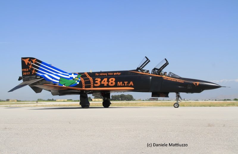 The right side of the specially marked 348 TRS RF-4E had the text in Greek. MTA is the acronym for Μύρα Τακτικής Αναγνώστης in the Greek alphabet, or Mira Taktikis Anagnorisis, which roughly translates to Tactical Reconnaissance Squadron. Written as "MaTiA", it translates to "Eyes", the squadron's nickname. (photo by Daniele Mattiuzzo) 