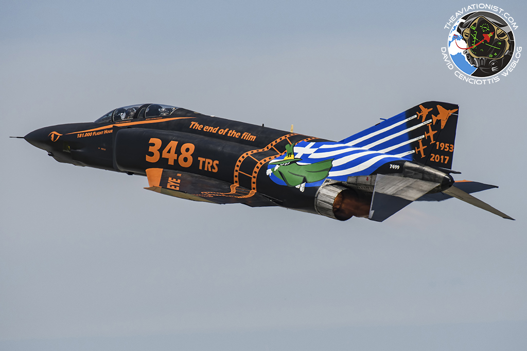 The last Greek RF-4E special color taking off from Larissa airbase. Squadron Leader Lt.Col. Dimitrios Papadimitriou pilot and navigator Operations Officer Lt.Col. Stavros Antonopoulos are at the controls. (Photo by via The Aviationist)