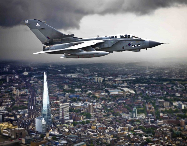 The winning photo called ‘Shard’, a Tornado GR4 from RAF Marham on patrol over London©UK MOD Crown Copyright 2013'