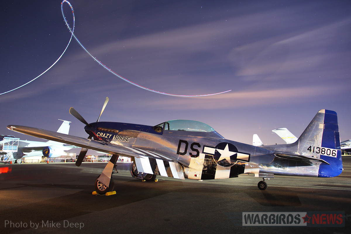 ‘Crazy Horse²’ on the Warbird Ramp during the night airshow Saturday. In many ways, this TF-51 was the star of the show at this year’s Sun ‘n Fun