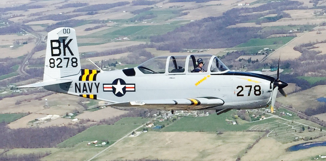 Melisa flying the T-34 over south Georgia countryside.