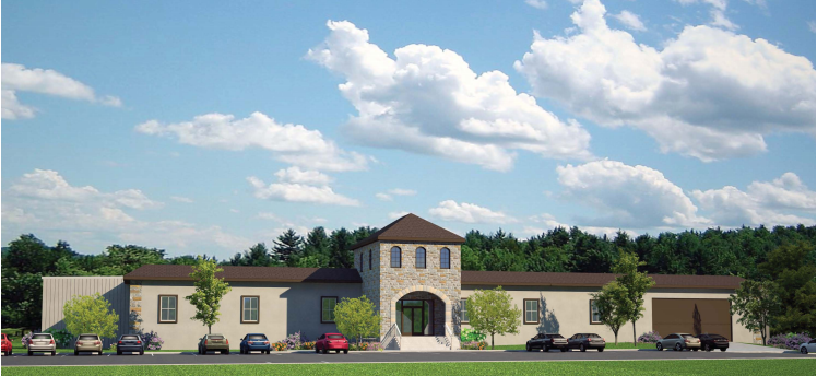 The architectural rendering of the Collings Foundation's proposed building for housing their newly acquired military vehicle collection. (image via Collings Foundation)