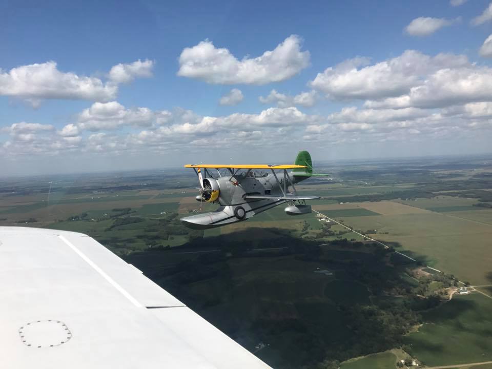 The Duck on its way to its new home. (photo by Matt Bongers in the support aircraft)