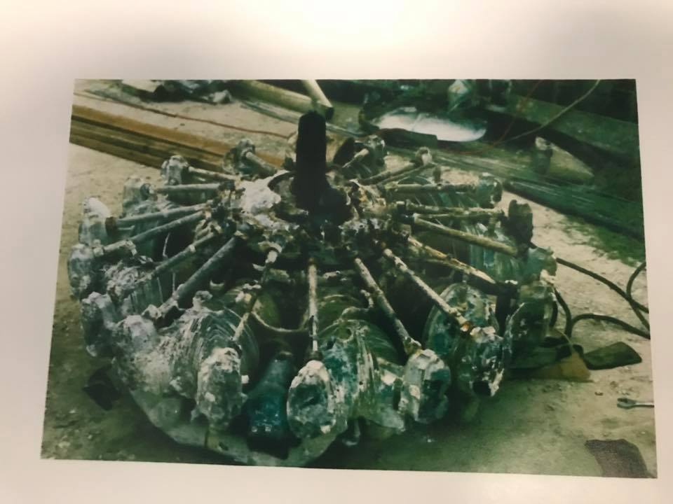 The Grumman Duck's heavily corroded engine after recovery. (photo via Mid America Flight Museum)