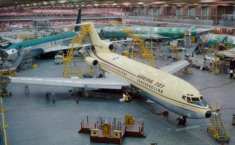 The Museum's Boeing 727 prototype at the 727 Rollout ceremony on November 27, 1962.