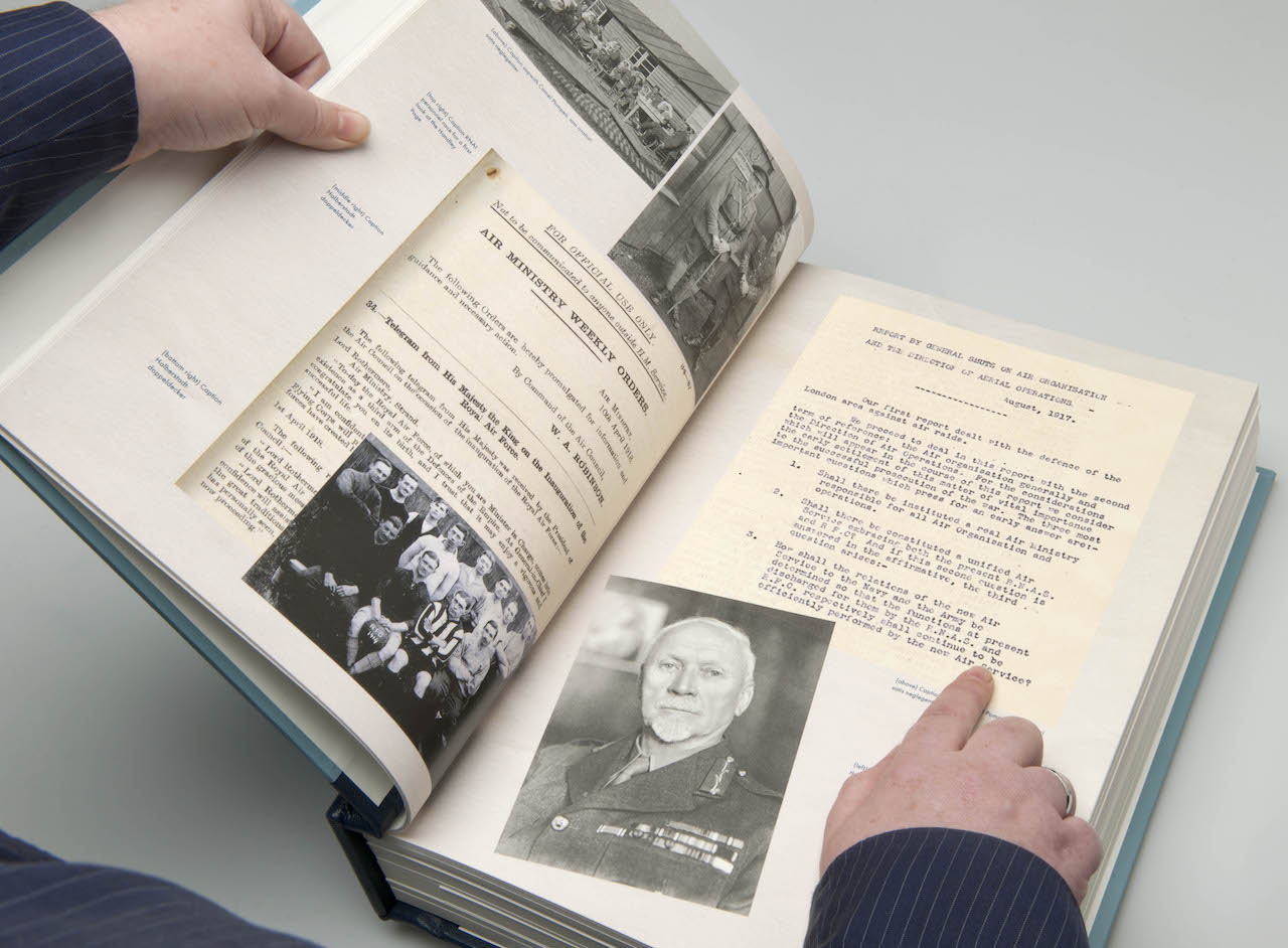 The RAF Centenary Anthology_An example double-page spread showing General Smuts' memorandum