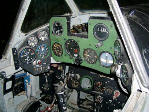 The unrestored cockpit of the Italian Air Force Museum's Fiat G.59 MM 53276. (Italian Air Force Museum photo)