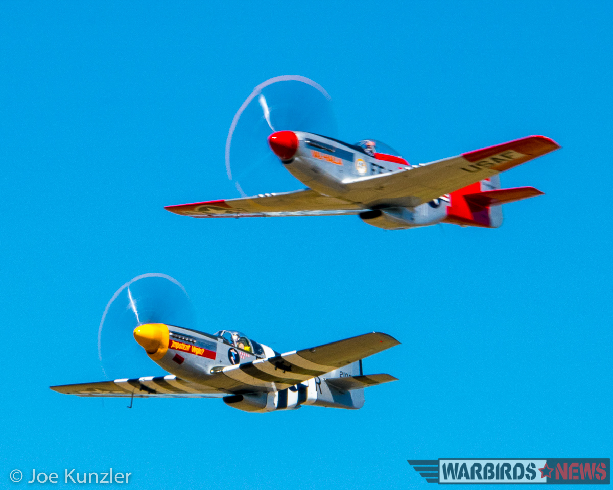 The two Mustangs in tight formation. (photo by Joe Kunzler)