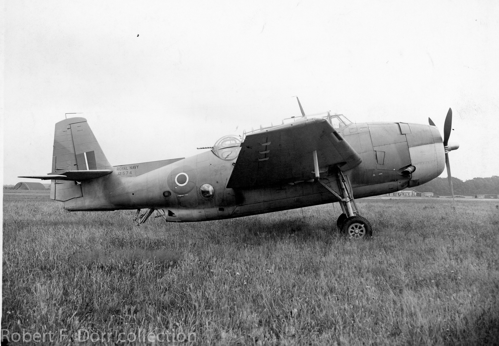 JZ574, an Avenger Mk.II of the Royal Navy's Fleet Air Arm at Boscombe Down, a test establishment in Wiltshire, England. JZ574 served in the Pacific Theatre with 820 Squadron aboard HMS Indefatigable between December 1944 and April, 1945. (photo via Robert F. Dorr collection)