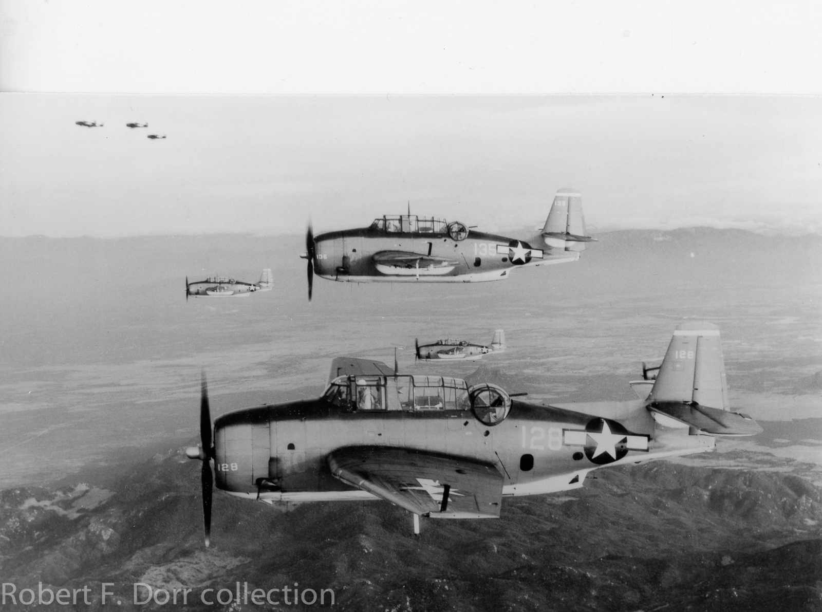 These are TBM-3 Avengers of squadron VT-4 from USS Essex (CV 9) on a combat mission in the Philippines on January 12, 1945. (U.S. Navy photo via Robert F. Dorr collection)