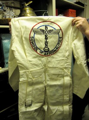 Dax during his visit to the Boeing archives in Seattle. Inside the Boeing Archives. Flight suit with Boeing’s original logo, circa 1917.