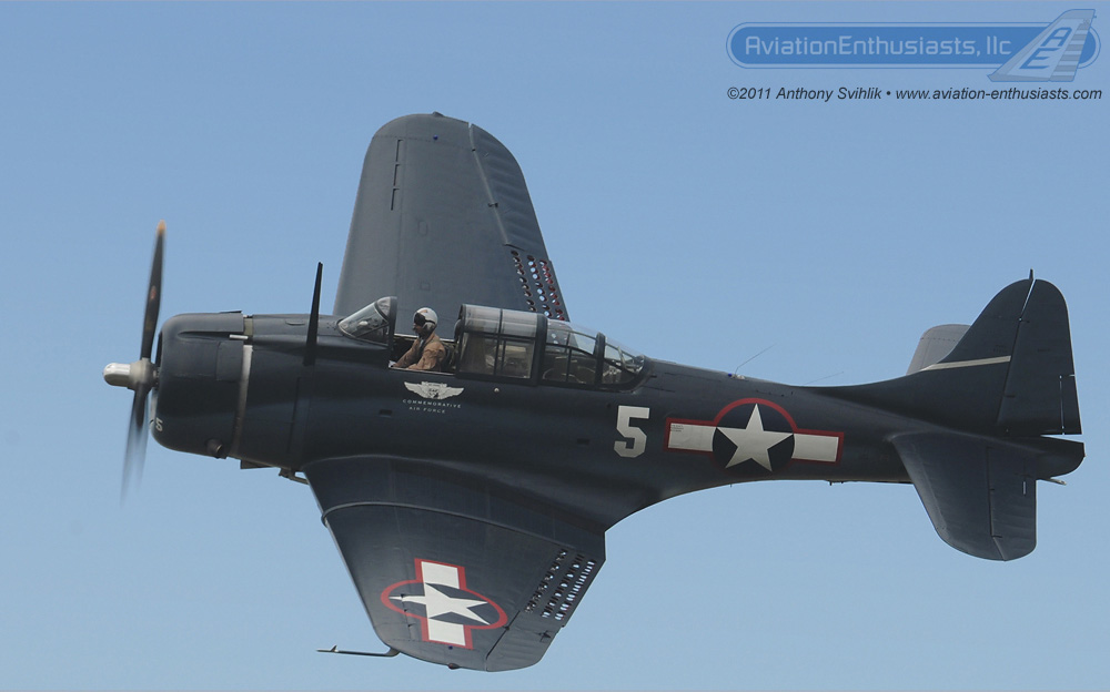 Here is a photo of the Commemorative Air Force's Dixie Wing SBD-5 Dauntless at the 2011 Thunder Over Michigan Air Show.